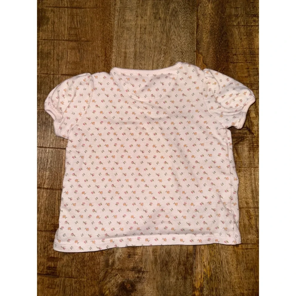 Ralph Lauren Baby Girl Pink Floral Snap Shoulder Peplum Top 3M